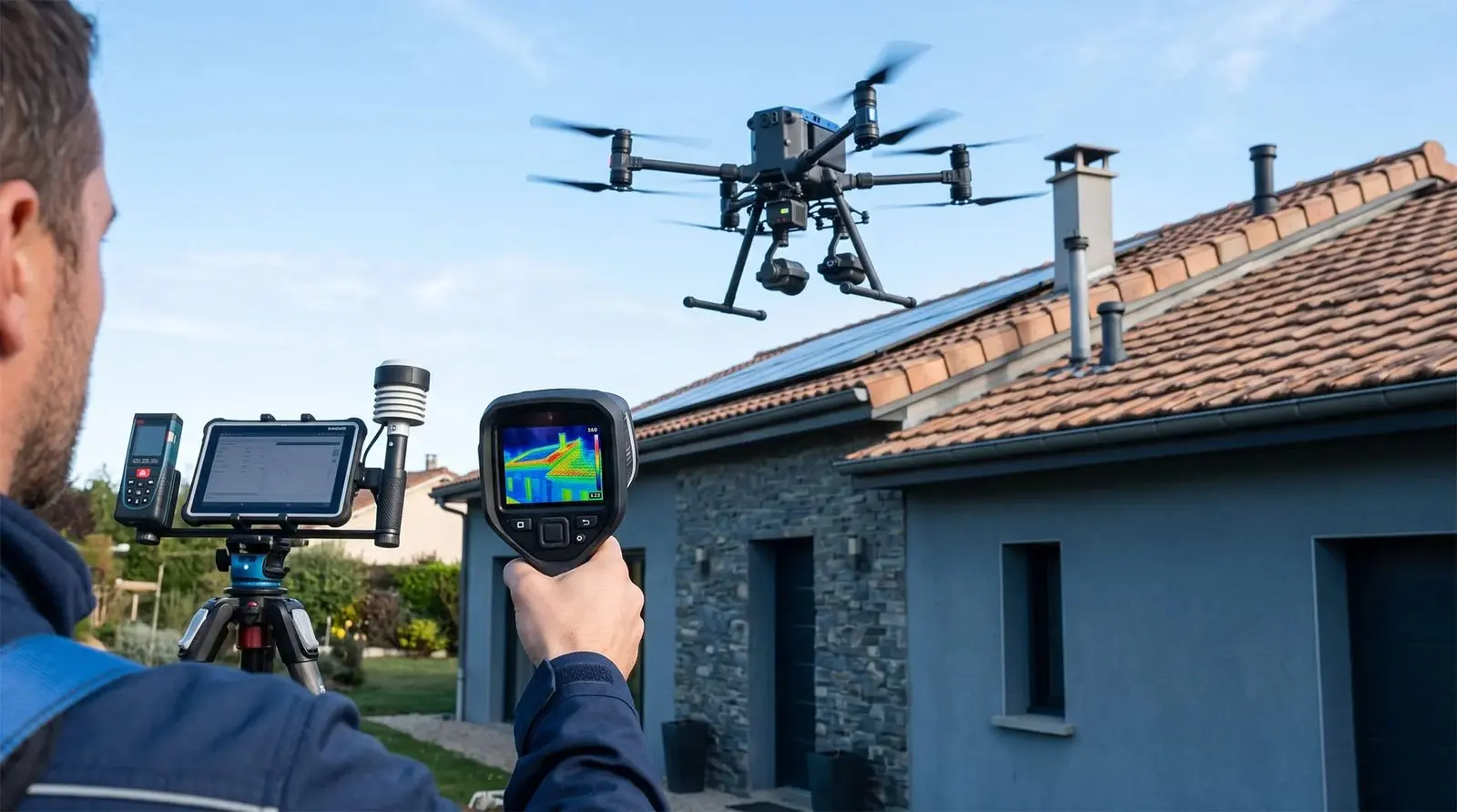 Inspection d’une toiture par drone et caméra thermique